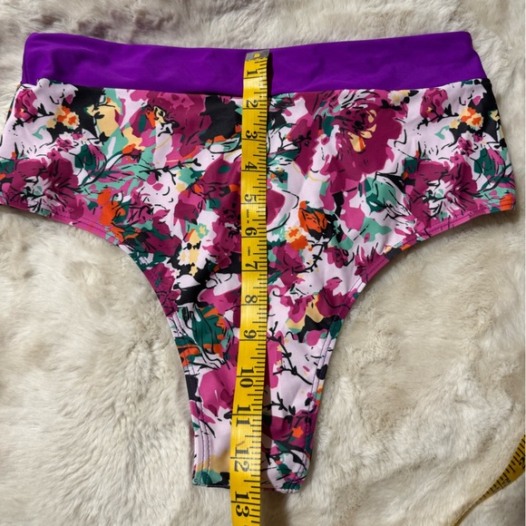 High Waist Bikini Set Swimwear Purple Floral PushUp Underwire Swimsuit Beach (L) - Picture 12 of 15